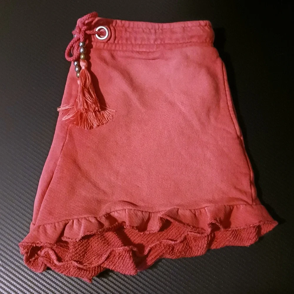 NWT PAIGE Amandine Short Faded Watermelon Size S Distressed Ruffle‎ Drawstring